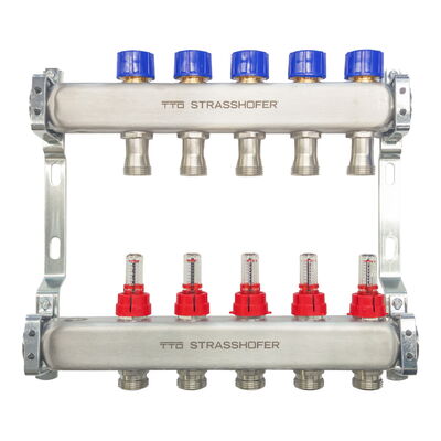 Floor heating manifold AdapTTO with Nipples for Hydraulic Balancing