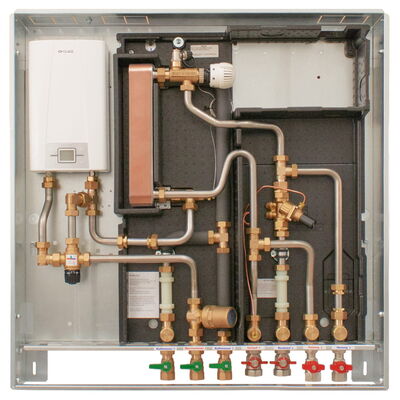 Flat HIU station with reheating BA-HNE