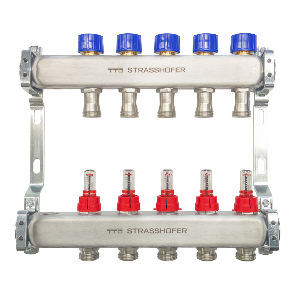 Floor heating manifold AdapTTO with Nipples for Hydraulic Balancing